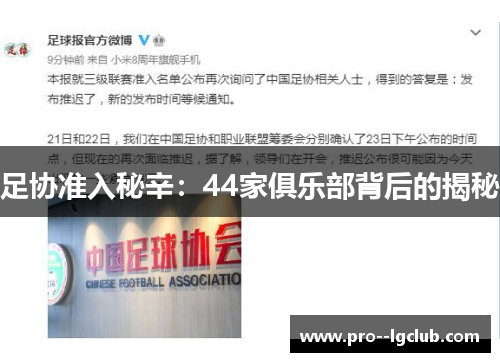 足协准入秘辛：44家俱乐部背后的揭秘